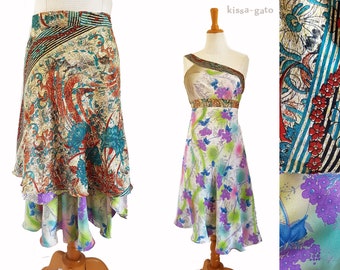 Wrap Skirt Wrap Dress CHAMELEON Layers Skirt Dress No. 14 kissagato upcycling