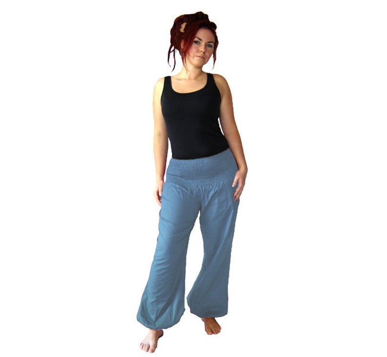 Sarouel, bloomers, pantalon de yoga, kissagato bleu clair image 2