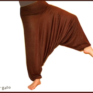 Sarouel pants viscose harem pants yoga pants dark brown brown pump pants harem pants kissagato