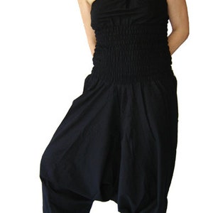 Jumpsuit Overall Haremshose Sarouelhose Neckholder Yoga schwarz mono kissagato Pluderhose Bild 4