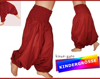 BAMBINI pantaloni harem bloomers cavallo basso pantaloni rossi vino rosso kissagato pantaloni per bambini gr. 68 a 140