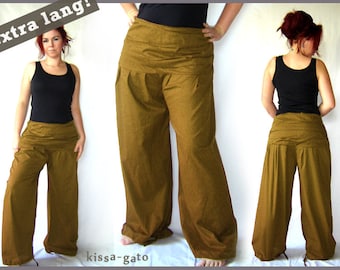 Pleated pants EXTRA LONG wide waistband ochre kissagato pants pump pants S M L XL