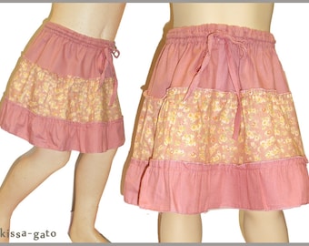 Children's skirt MIMI flowers dusky pink pink yellow kissagato kids skirt