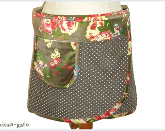 Velcro Skirt Cacheur PIKA F1 Cord Velcro wrap skirt skirt kissagato S M L XL Roses green grey