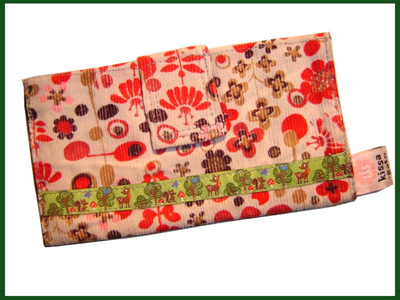 Bag Pouch tobacco pouch odds white red flower cord Kissagato image 1