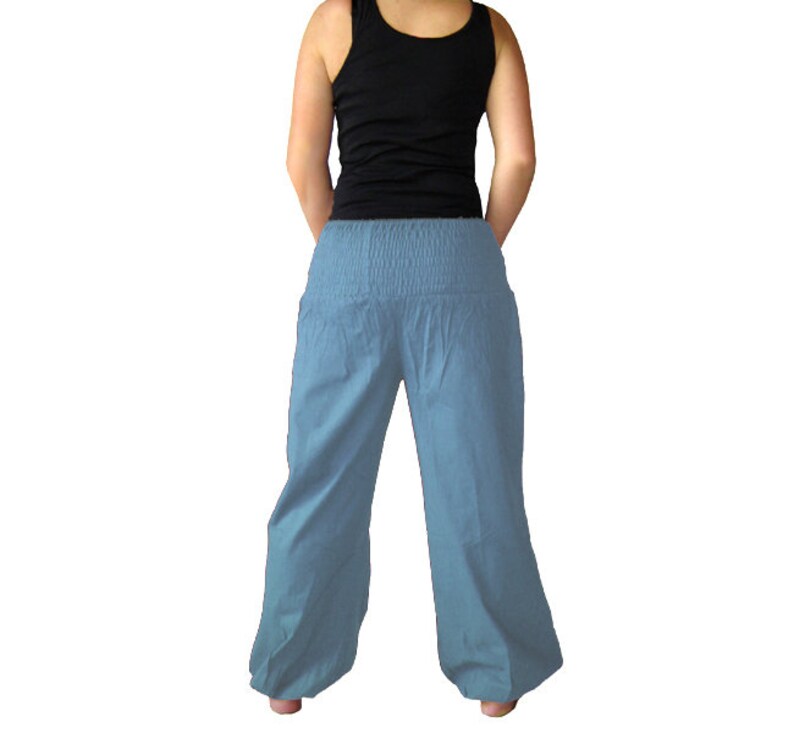 Sarouel, bloomers, pantalon de yoga, kissagato bleu clair image 4