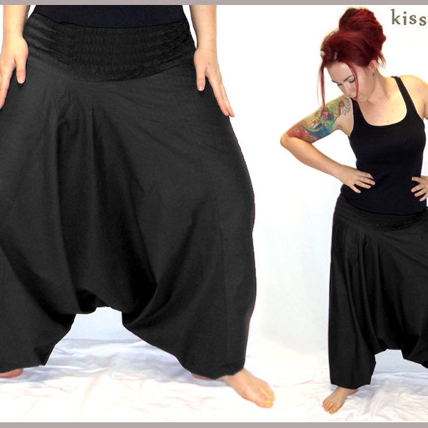 Harem Pluderhose Pump Pants Sarouelhose Yoga black kissagato