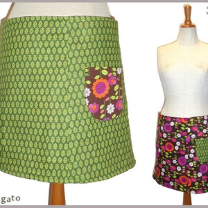 Reversible skirt LISI 37 cm wrap skirt velcro kissagato skirt colorful green S M L image 2