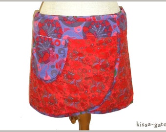 Velcro Skirt Cacheur PIKA B2 Cord Velcro Wrap Skirt Rock kissagato S M L XL red purple colorful