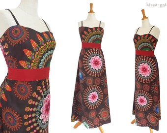 Cotton dress strap dress brown mandala colorful dress summer dress maxi dress kissagato long S M L XL