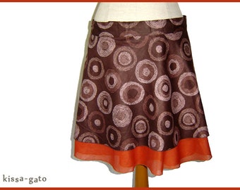 Wrap skirt KRINGEL brown rust orange layers skirt kissagato miniskirt circles