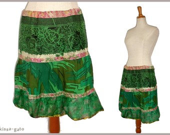 Patchwork Rock GUPPI Bahnenrock Tellerskirt Nr. B3 kissagato Sari upcycling