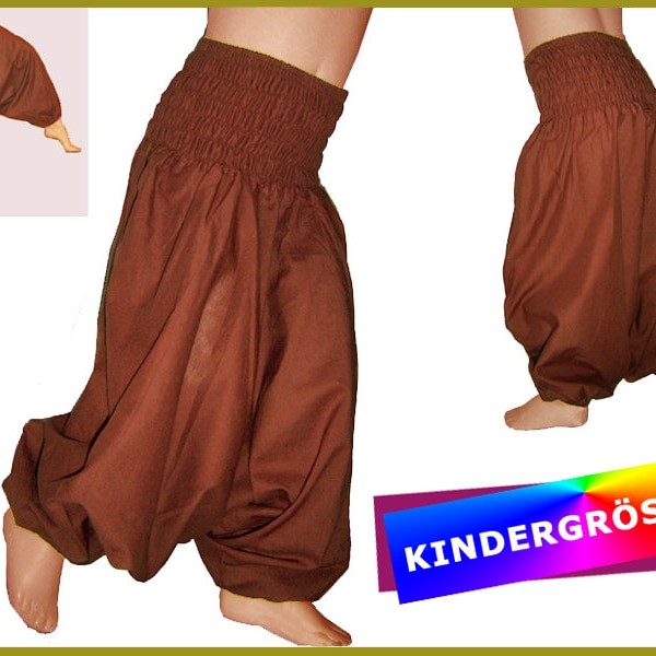 KIDS Pluderhose Pump pants deep crotch brown Pants kissagato Children's trousers size 68 to 140