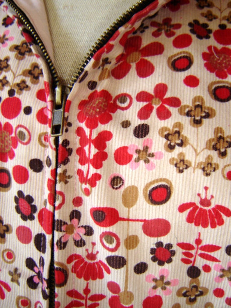 Jacke JARA Übergangsjacke altweiß Blumen leichter Cord kissagato M L Bild 2