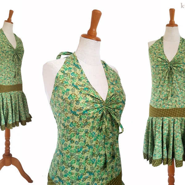Neckholderkleid Kleid grün oliv knielang kissagato Neckholder S M L XL