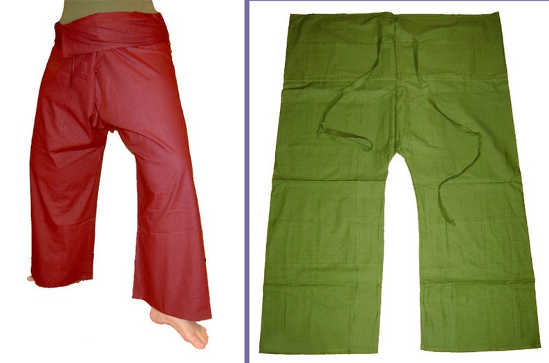 Thai pants Shaolin pants wrap pants fisherman dark red wine red kissagato image 2