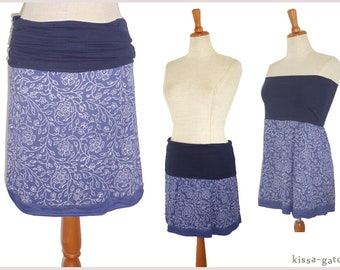 Viscose skirt skirt DOTTI blue dark blue kissagato stretch skirt top blockprint variable length S M L XL