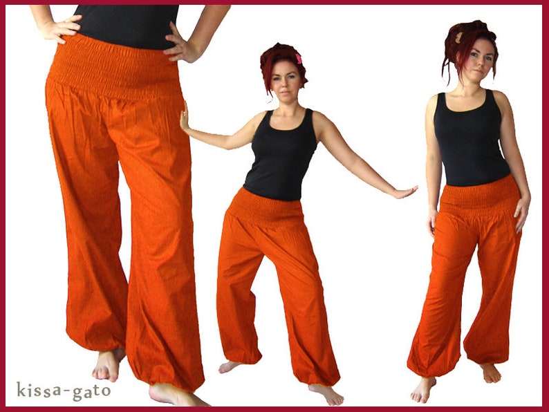 Pluderhose Pumphose Yoga Broek roest kissagato oranje afbeelding 1