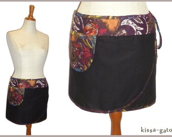 Winding skirt Klettrock Pina skirt mini skirt Acer Ferrari Kissagato pattern Mix Purple Black