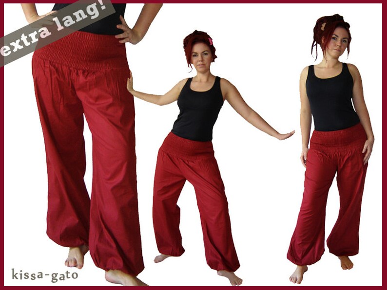 Pluderhose EXTRA LONG Pumphose Yoga pants wine red dark red kissagato image 1