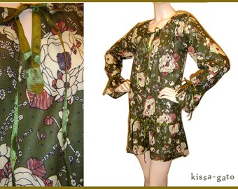 Tunic blouse Greta dress rose green Olive m L Kissagato long shirt