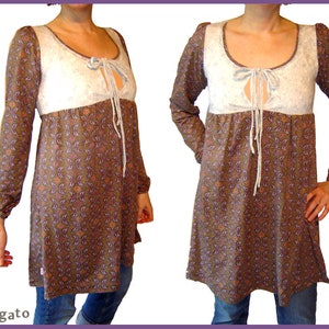Tunika NESSI Minikleid Longshirt Kleid schlamm weiß kissagato S M L XL Shirt Bild 1