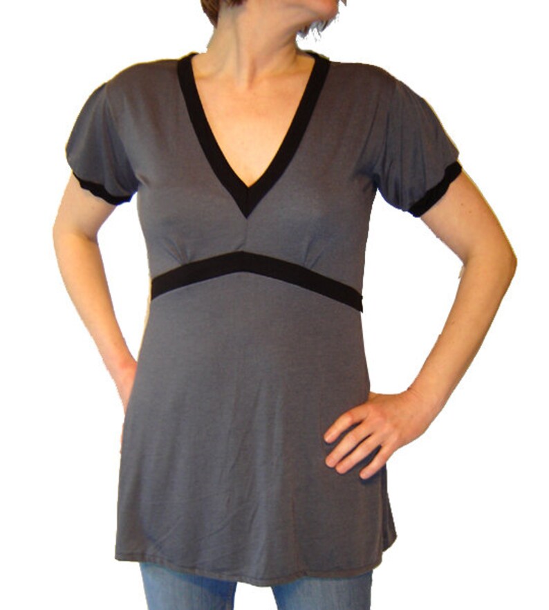 Tunic Misa Long shirt mini dress grey black Kissagato S M L XL A-line image 2