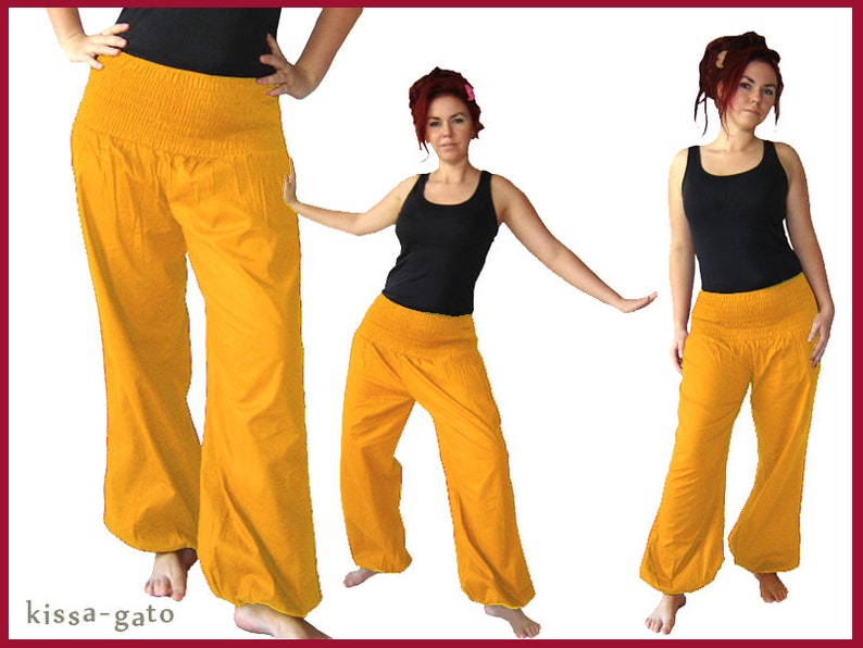 Harem pants, pump pants, yoga pants, harem pants, Aladdin pants, kissagato various colors Senfgelb