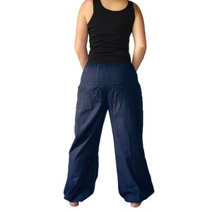 Pluderhose Pumphose Yoga Hose dunkelblau kissagato blau Baumwollhose Haremshose Bild 4