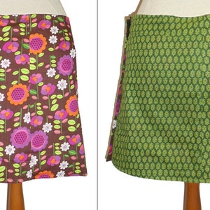 Reversible skirt LISI 37 cm wrap skirt velcro kissagato skirt colorful green S M L image 3