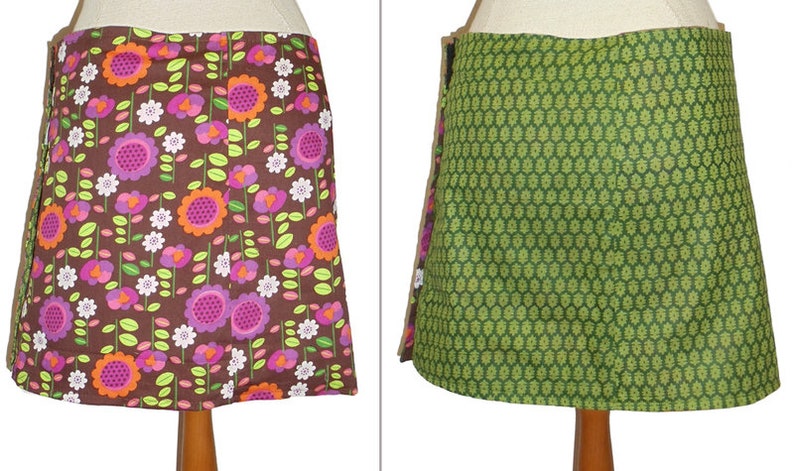 Reversible skirt LISI 37 cm wrap skirt velcro kissagato skirt colorful green S M L image 3