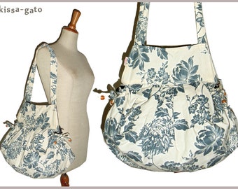 Bag bag cord White Rose Blue Kissagato Shopper