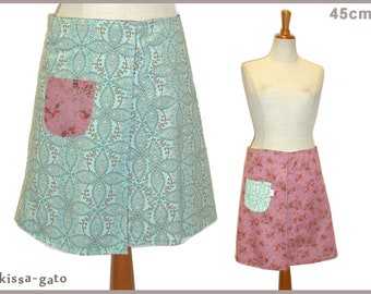 Reversible skirt LISI 45 cm wrap skirt Velcro kissagato Skirt Old Pink Pink Mint Turquoise S M L