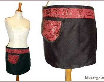 Winding skirt Klettrock Pino Rock mini skirt Acer Ferrari Kissagato Claret Red embroidered black
