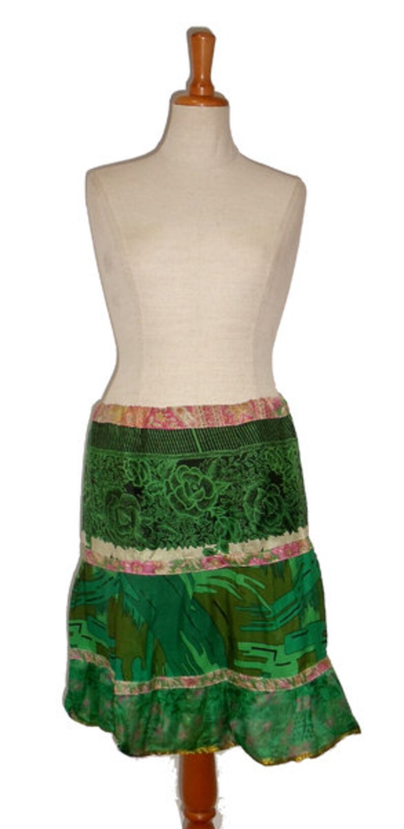 Falda de patchwork GUPPI, falda de panel, falda circular, n.° B3, sari kissagato, reciclaje imagen 3