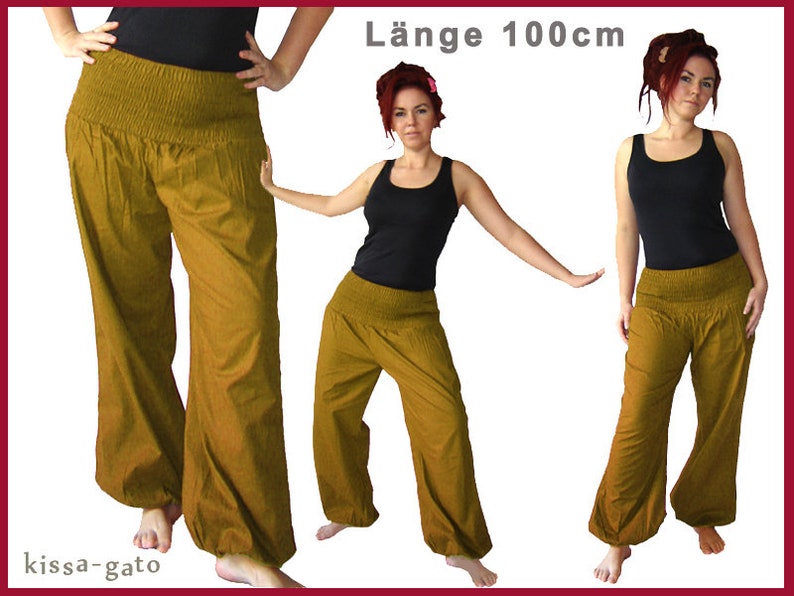 Pluderhose 100 cm Pump Pants Yoga Pants ochre kissagato SHORT SIZE image 1