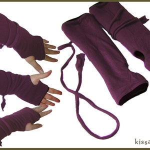 Gloves Lined cuffs purple purple kissagato heart rate Warmer Gloves image 1