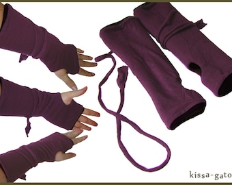 Mitaines-leg warmers de gants de réchauffeurs doublés violet pourpre kissagato poignet