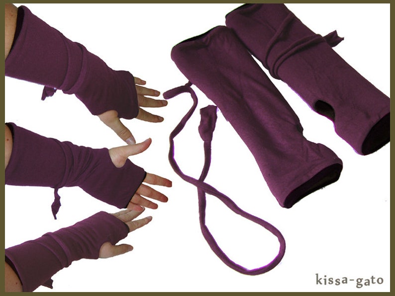 Gloves Lined cuffs purple purple kissagato heart rate Warmer Gloves image 1