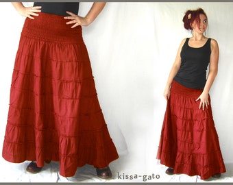 Plate skirt MANU skirt wine red dark red kissagato long wide maxi skirt floor length