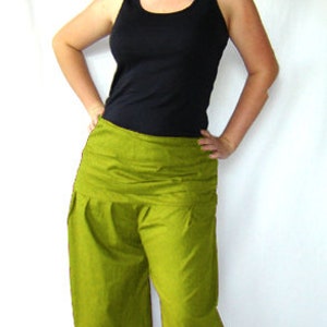 Pleated pants EXTRA LONG wide waistband olive green kissagato pants pump pants S M L XL image 2