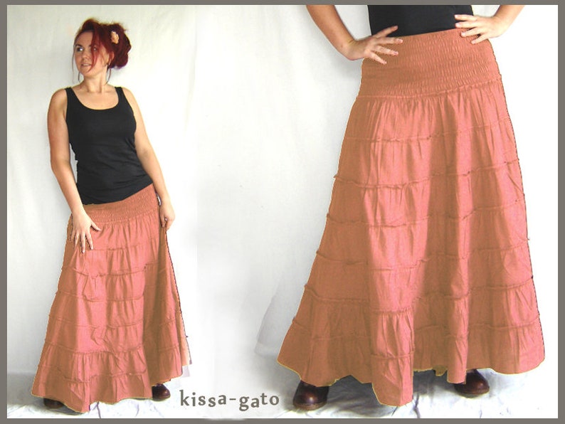 Plate skirt MANU skirt long far old pink kissagato Maxi skirt floor length image 1