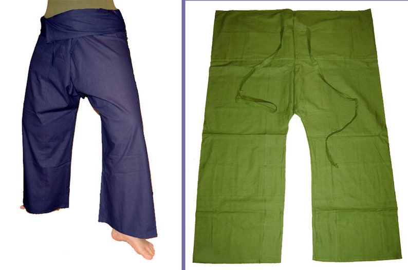 Thai pants Shaolin pants wrap pants fisherman dark blue blue kissagato image 3