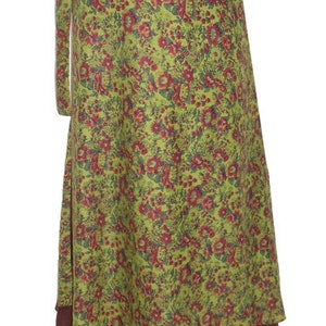 Wrap skirt plate skirt long green olive brown kissagato floor-length wide image 2