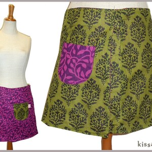 Reversible skirt LISI 37 cm wrap skirt Velcro kissagato skirt purple green S M L image 2