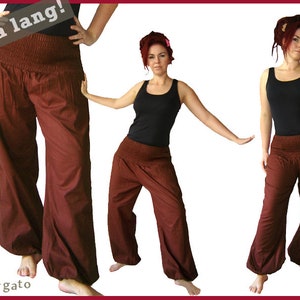 Harem pants EXTRA LONG bloomers yoga pants dark brown brown kissagato image 1
