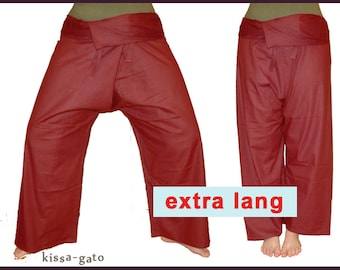 Pantalon thaïlandais EXTRA LONG Pantalon Shaolin Pantalon enveloppant pêcheur vin rouge foncé rouge kissagato