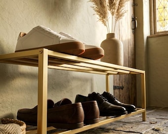 Minimalist Metal Shoe Rack, Modern Entryway Organizer, Multiple Sizes & Colors