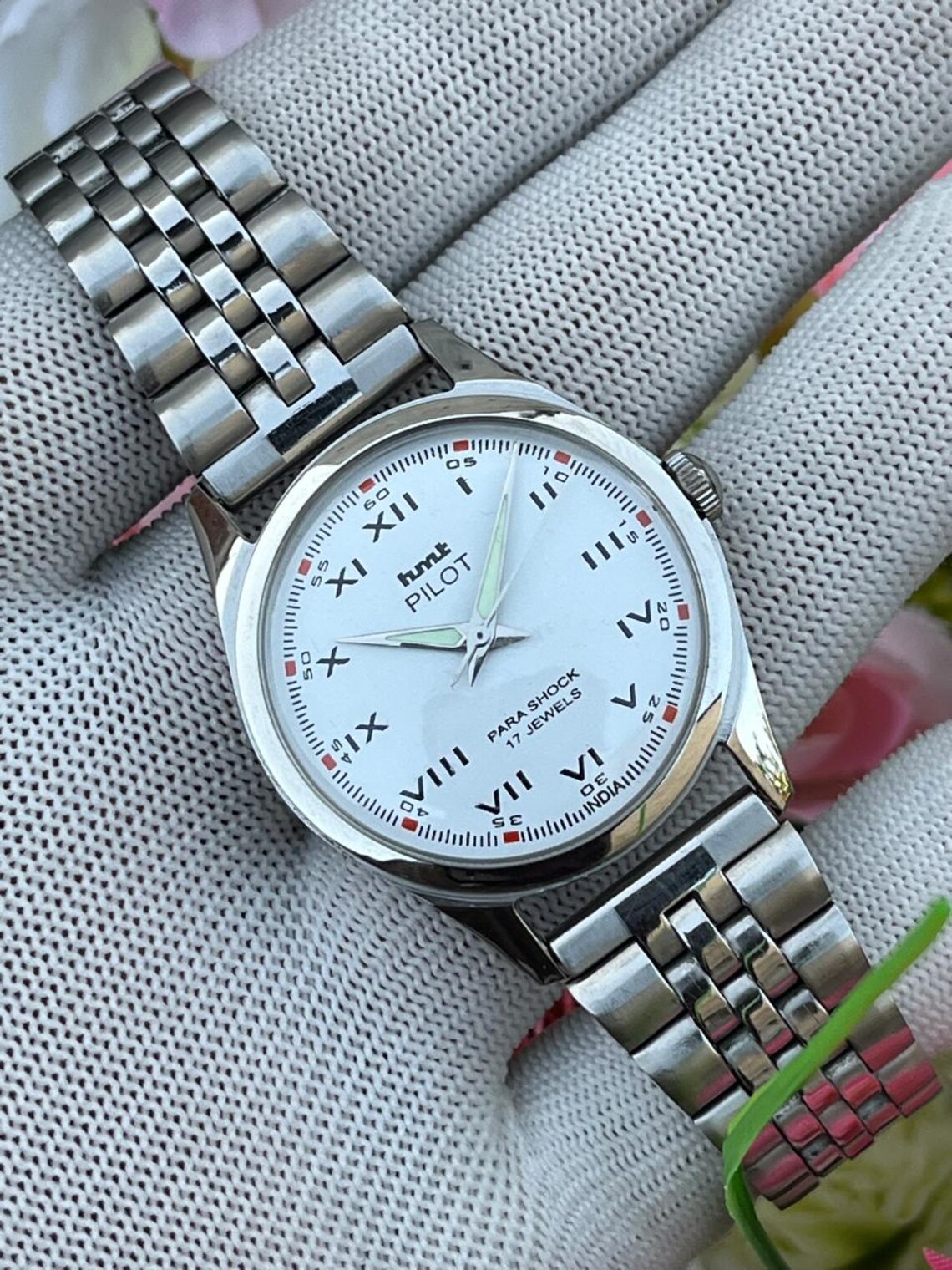 HMT Pilot Vintage Hand Winding Mechanical Watch white Dial Men's Watch, foto 3 di 5