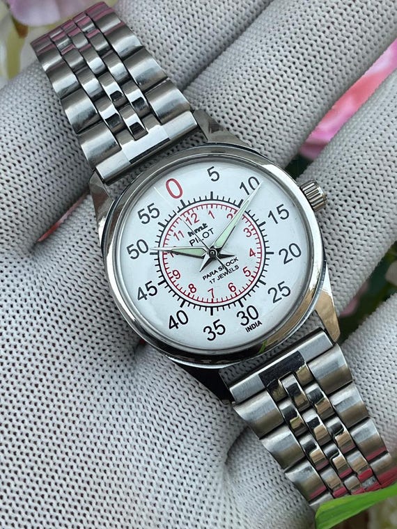 HMT Pilot Vintage Hand Winding Mechanical Watch silver Dial Men's Watch